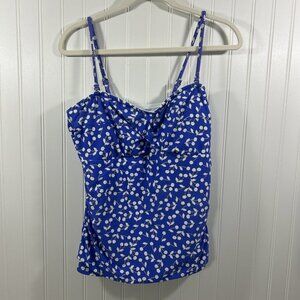 Croft & Barrow Women 16 Tankini Blue White Padded Bra